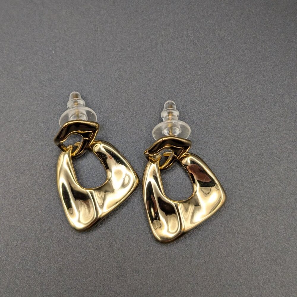 Door Knocker Style Gold Tone Stud Earrings